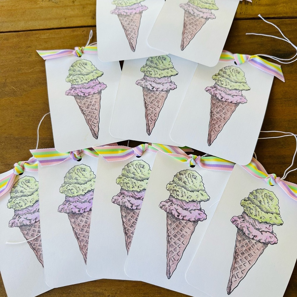 Ice Cream Cone Birthday Party Tags